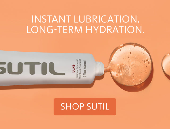 Sutil Luxe on a orange background