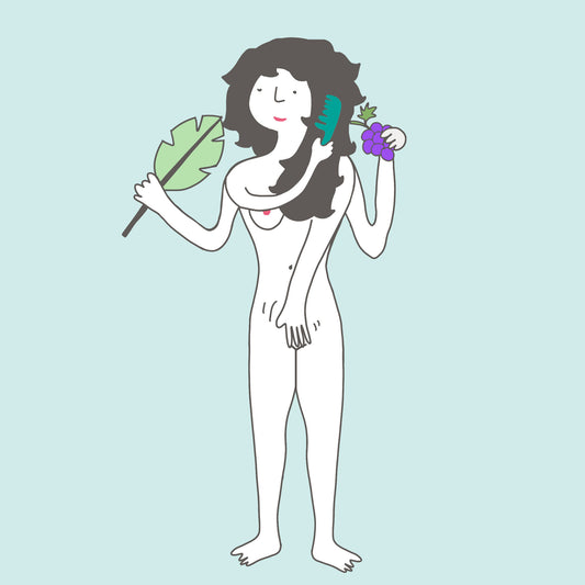 Acts of Service Illustration of a person brushing their hair, feeding grapes, touching and fanning themselves. 