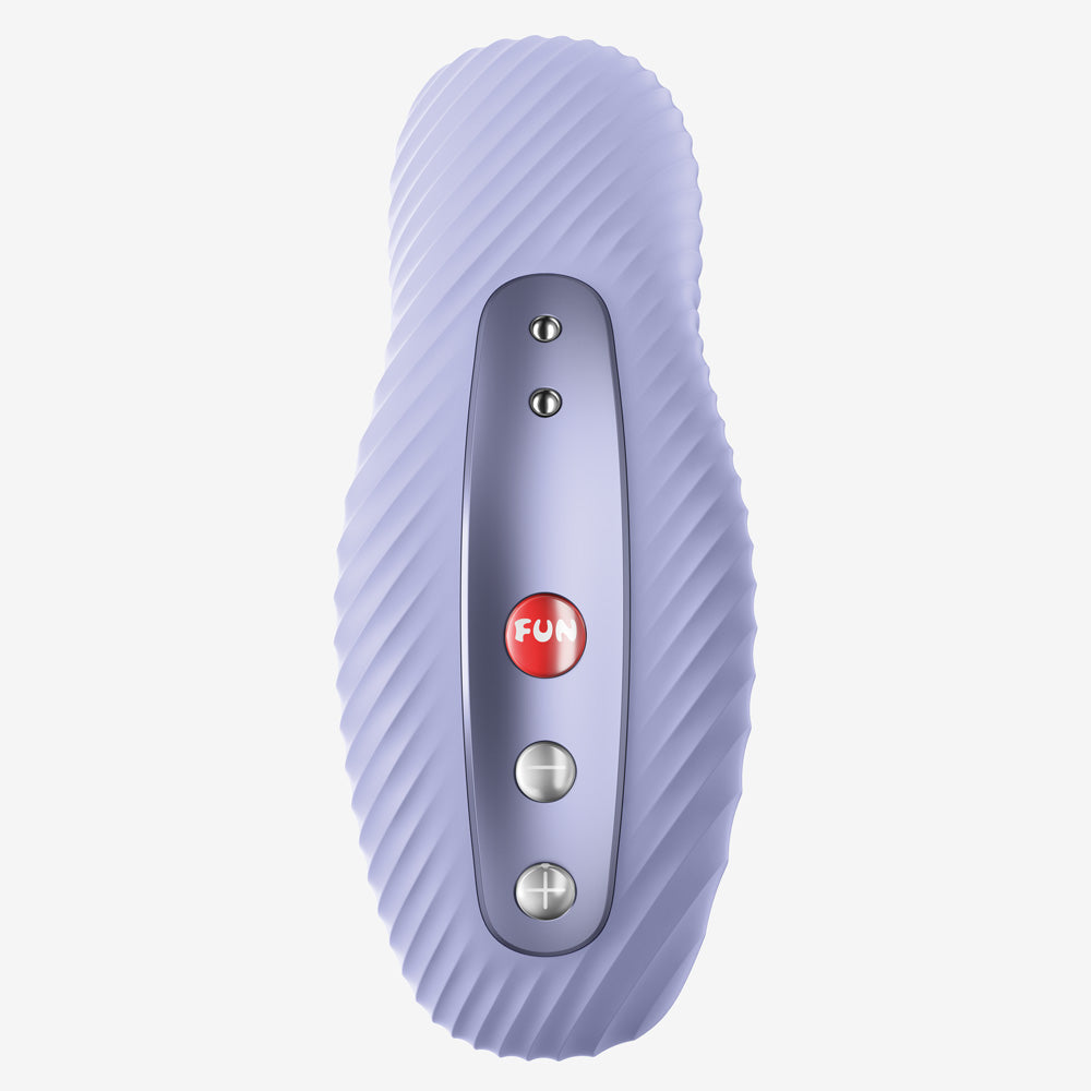 Laya 3 Lay-On Vibrator in violet face up on a white background