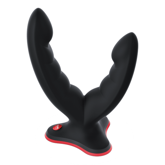 Ryde Double Dildo in black on a transparent background